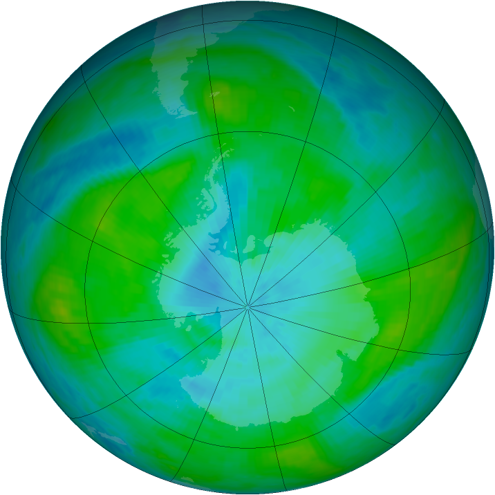 Antarctic ozone map for 18 February 1982
